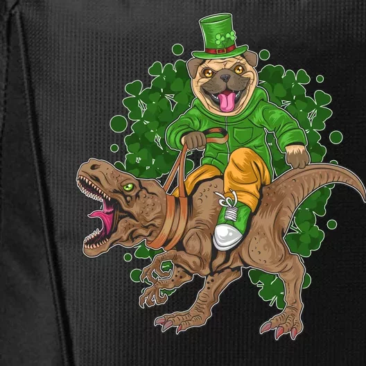 Funny St Patrick Pug On T-Rex City Backpack