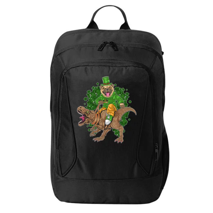 Funny St Patrick Pug On T-Rex City Backpack