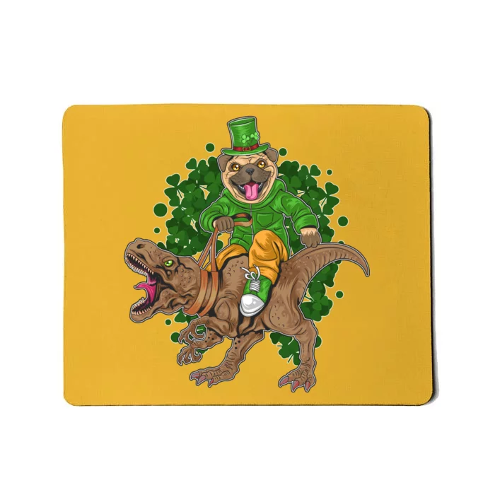 Funny St Patrick Pug On T-Rex Mousepad