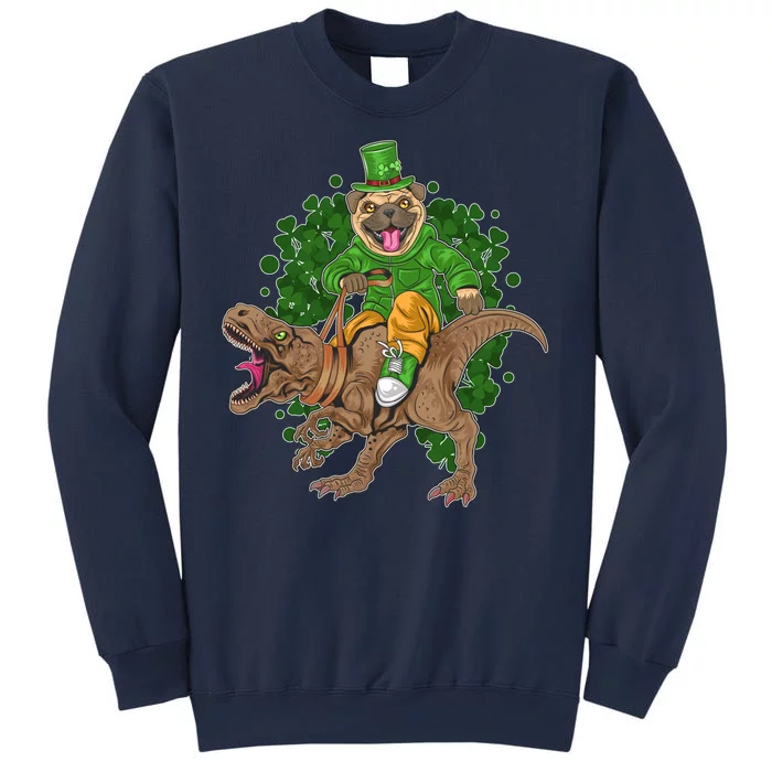 Funny St Patrick Pug On T-Rex Sweatshirt