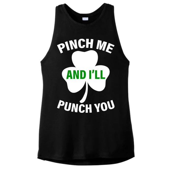 Funny St Patricks Day - Pinch Me I'll Punch You Ladies Tri-Blend Wicking Tank