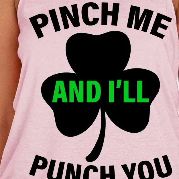 Funny St Patricks Day - Pinch Me I'll Punch You Women's Knotted Racerback Tank