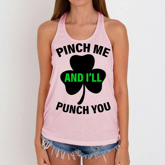 Funny St Patricks Day - Pinch Me I'll Punch You Women's Knotted Racerback Tank