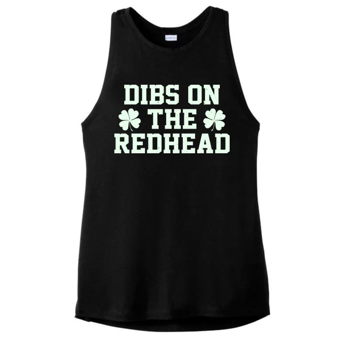 Funny St Patrick's Day Dibs On The Redhead Ladies Tri-Blend Wicking Tank