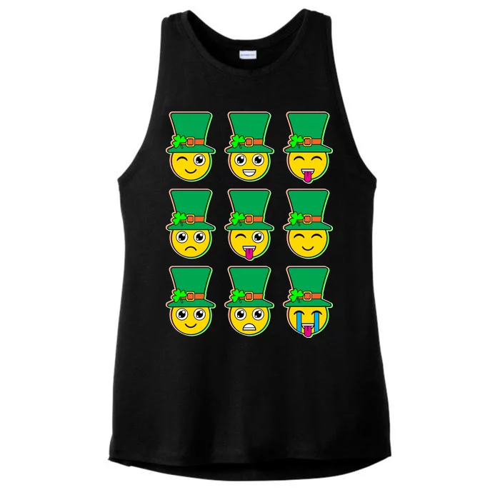 Funny St Patrick's Day Irish Emojis Ladies Tri-Blend Wicking Tank