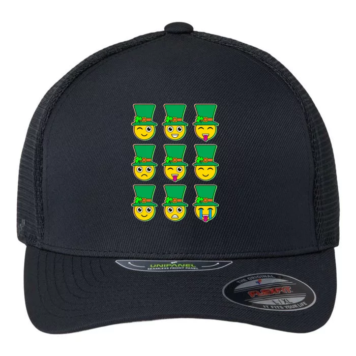 Funny St Patrick's Day Irish Emojis Flexfit Unipanel Trucker Cap