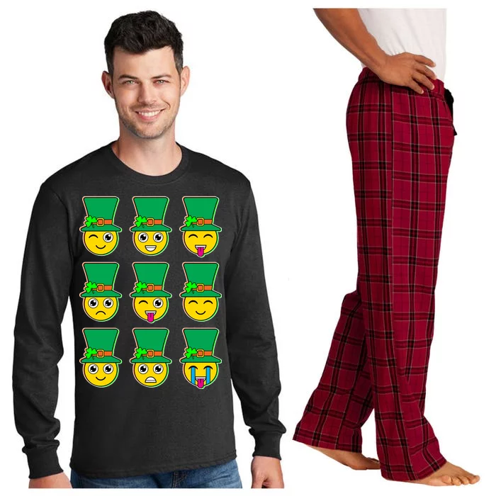 Funny St Patrick's Day Irish Emojis Long Sleeve Pajama Set