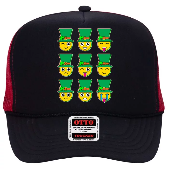 Funny St Patrick's Day Irish Emojis High Crown Mesh Trucker Hat