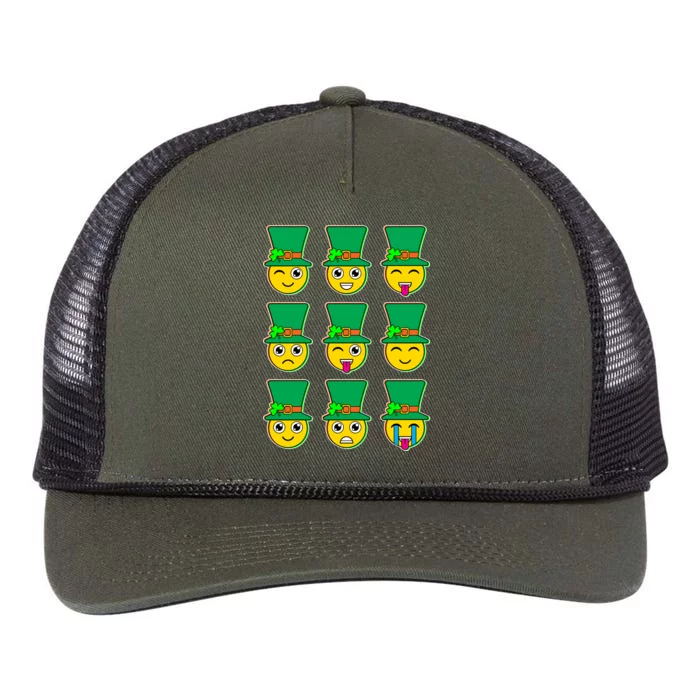 Funny St Patrick's Day Irish Emojis Retro Rope Trucker Hat Cap