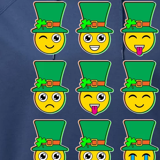 Funny St Patrick's Day Irish Emojis Performance Fleece Hoodie