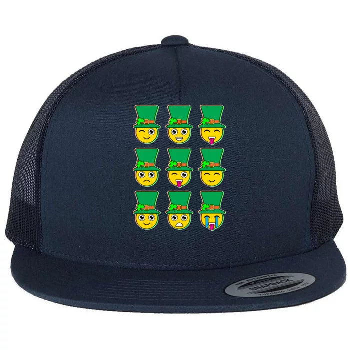 Funny St Patrick's Day Irish Emojis Flat Bill Trucker Hat