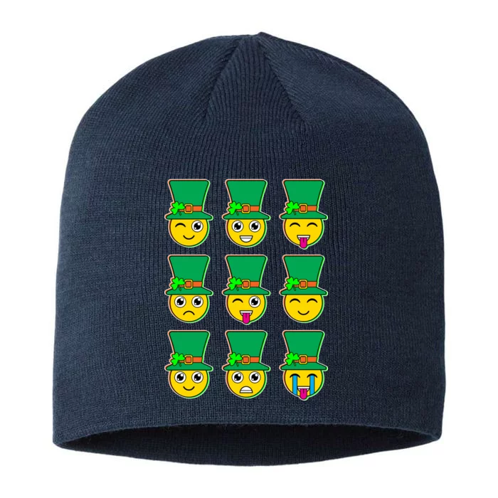 Funny St Patrick's Day Irish Emojis 8 1/2in Sustainable Knit Beanie