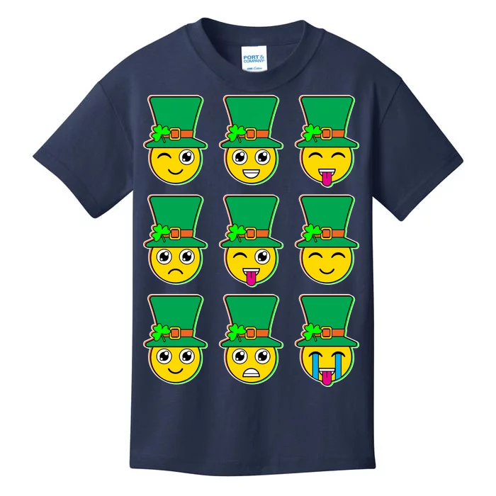 Funny St Patrick's Day Irish Emojis Kids T-Shirt