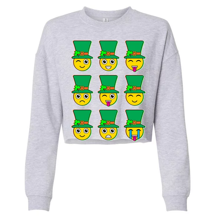 Funny St Patrick's Day Irish Emojis Cropped Pullover Crew