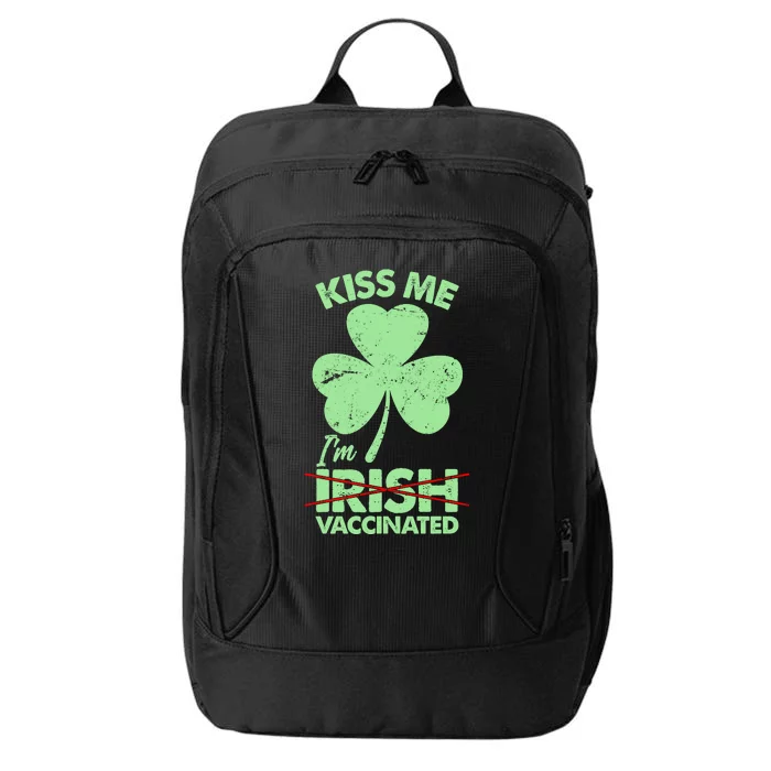 Funny St Patrick's Day Kiss Me I'm Irish Vaccinated City Backpack