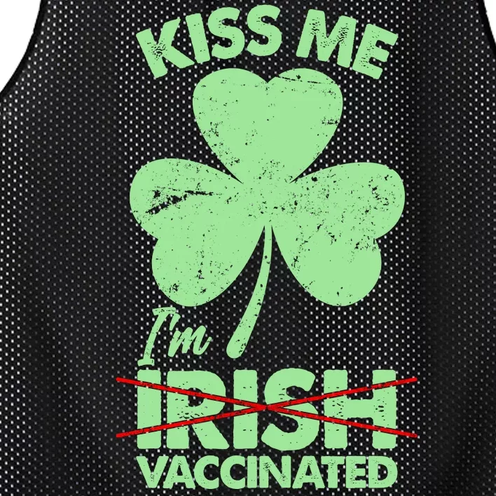 Funny St Patrick's Day Kiss Me I'm Irish Vaccinated Mesh Reversible Basketball Jersey Tank