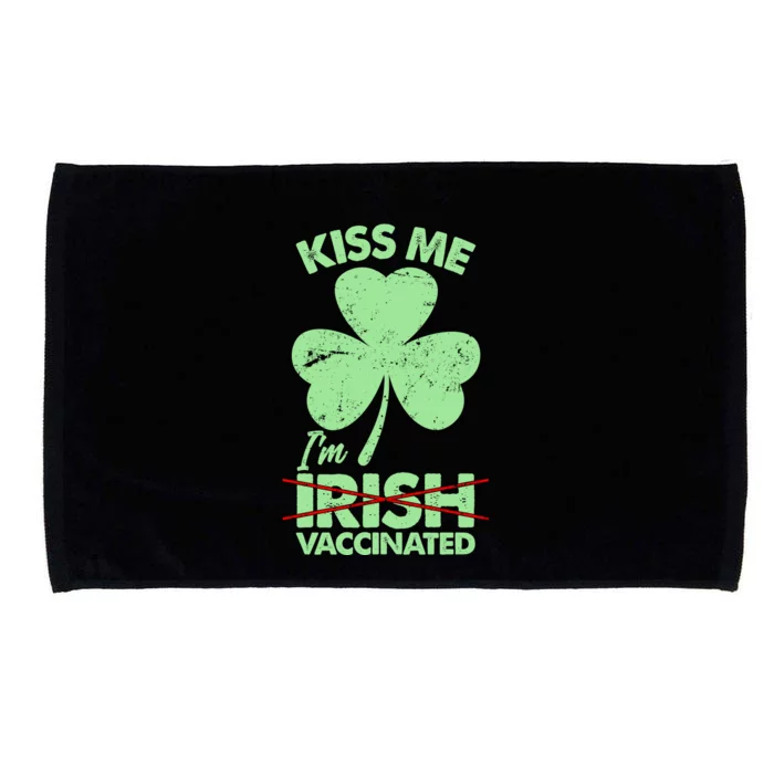 Funny St Patrick's Day Kiss Me I'm Irish Vaccinated Microfiber Hand Towel