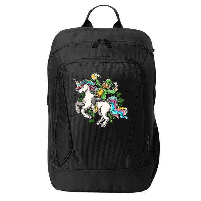 Funny St Patrick's Day Leprechaun Riding Unicorn City Backpack