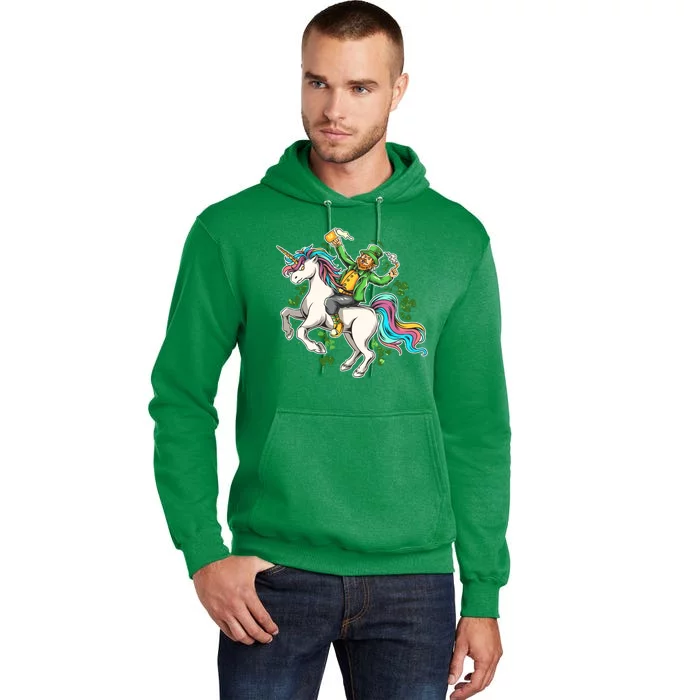 Funny St Patrick's Day Leprechaun Riding Unicorn Tall Hoodie