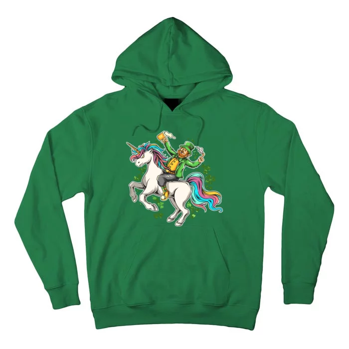 Funny St Patrick's Day Leprechaun Riding Unicorn Tall Hoodie