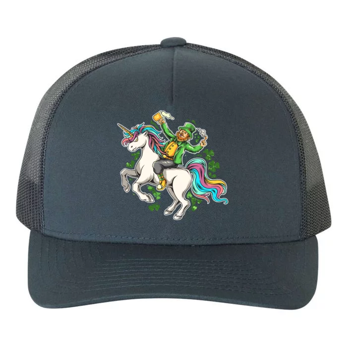 Funny St Patrick's Day Leprechaun Riding Unicorn Yupoong Adult 5-Panel Trucker Hat