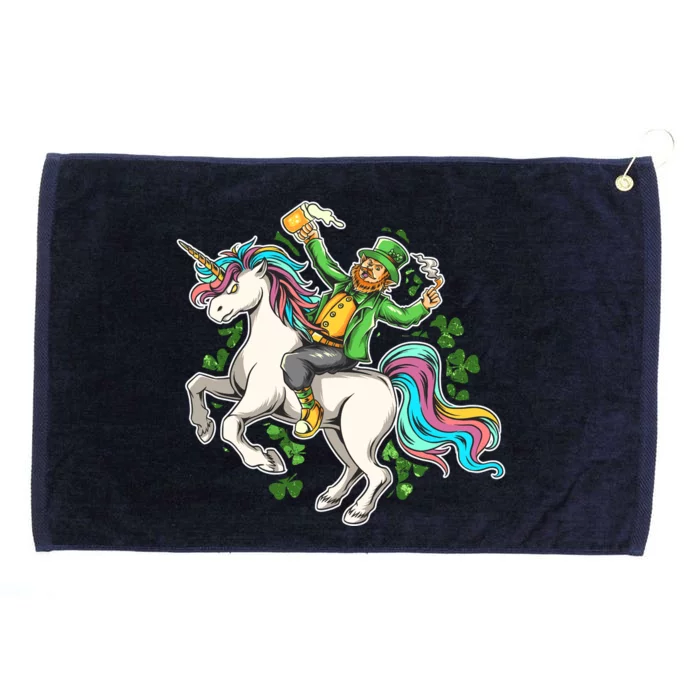 Funny St Patrick's Day Leprechaun Riding Unicorn Grommeted Golf Towel