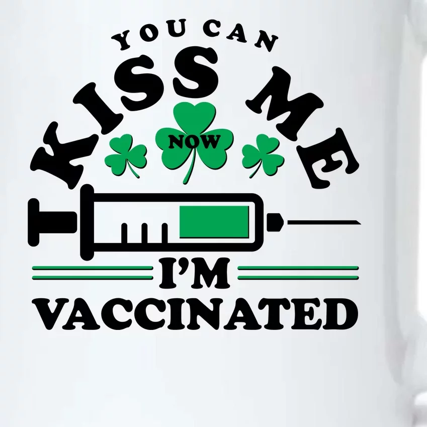 Funny St Patrick's Day You Can Kiss Me Now I'm Vaccinated Black Color Changing Mug