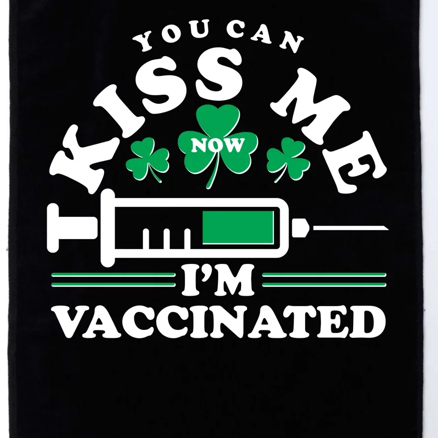 Funny St Patrick's Day You Can Kiss Me Now I'm Vaccinated Platinum Collection Golf Towel