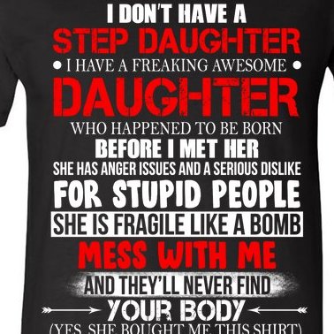 Funny Step Daughter Design For Dads And Moms V-Neck T-Shirt