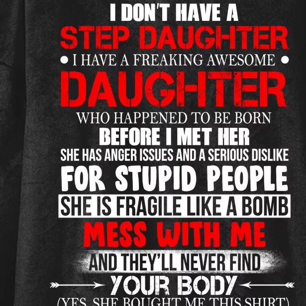 Funny Step Daughter Design For Dads And Moms Hooded Wearable Blanket