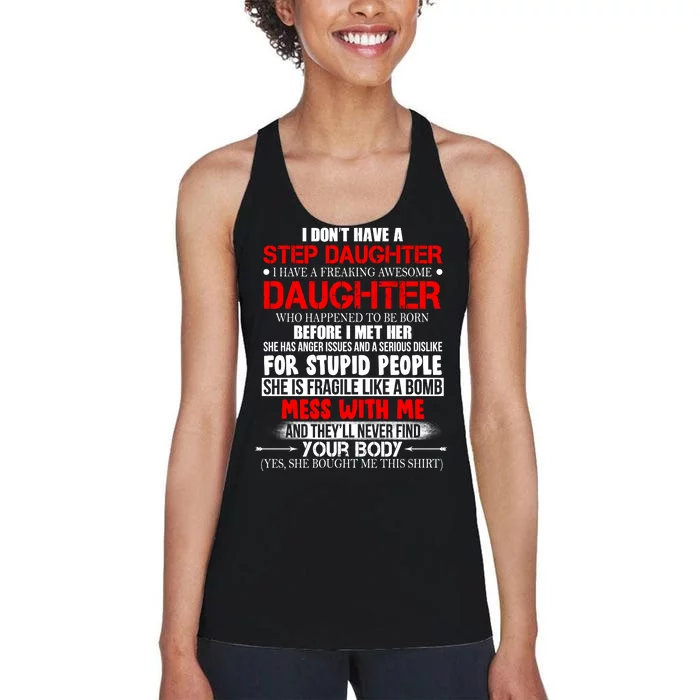 Funny Step Daughter Design For Dads And Moms Women's Racerback Tank