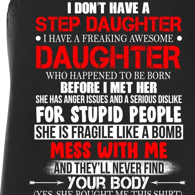 Funny Step Daughter Design For Dads And Moms Women's Racerback Tank