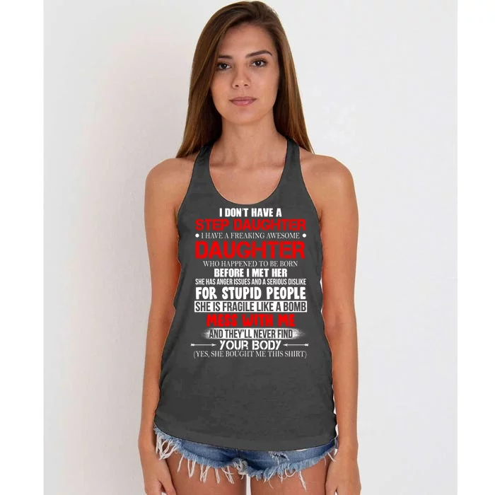 Funny Step Daughter Design For Dads And Moms Women's Knotted Racerback Tank