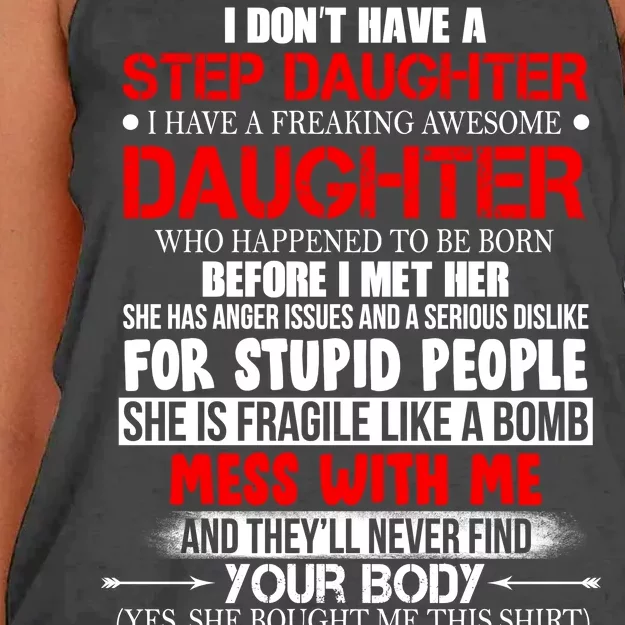 Funny Step Daughter Design For Dads And Moms Women's Knotted Racerback Tank