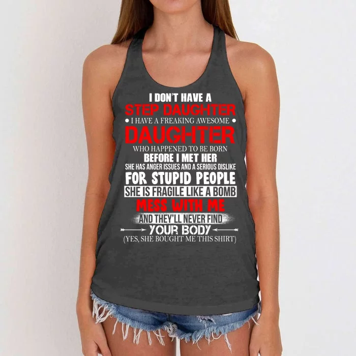 Funny Step Daughter Design For Dads And Moms Women's Knotted Racerback Tank