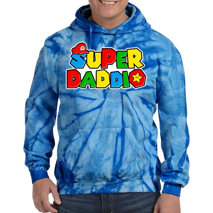 Funny Super Daddio Father's Day Gamer Tie Dye Hoodie