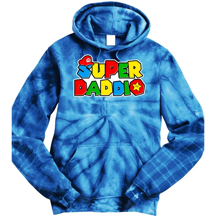 Funny Super Daddio Father's Day Gamer Tie Dye Hoodie