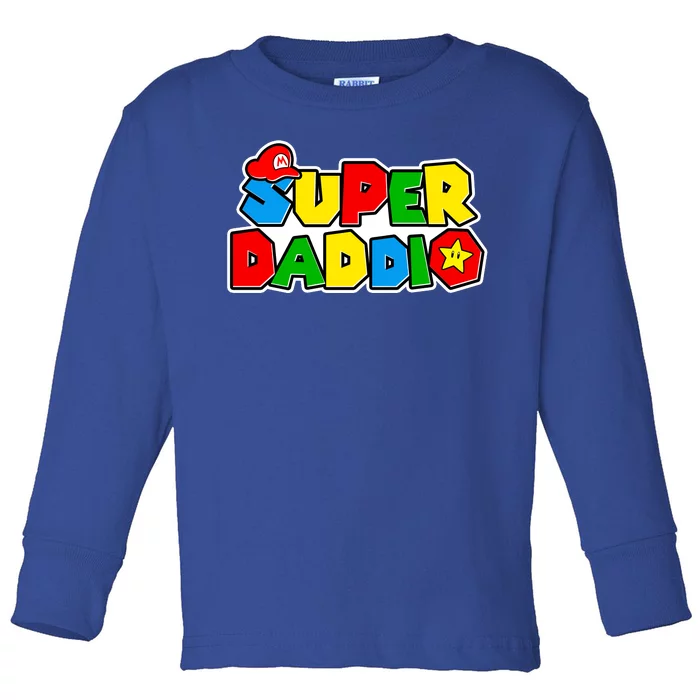 Funny Super Daddio Father's Day Gamer Toddler Long Sleeve Shirt