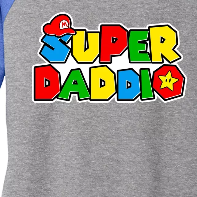 Funny Super Daddio Father's Day Gamer Women's Tri-Blend 3/4-Sleeve Raglan Shirt