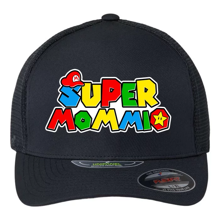 Funny Super Mommio Mother's Day Gamer Flexfit Unipanel Trucker Cap