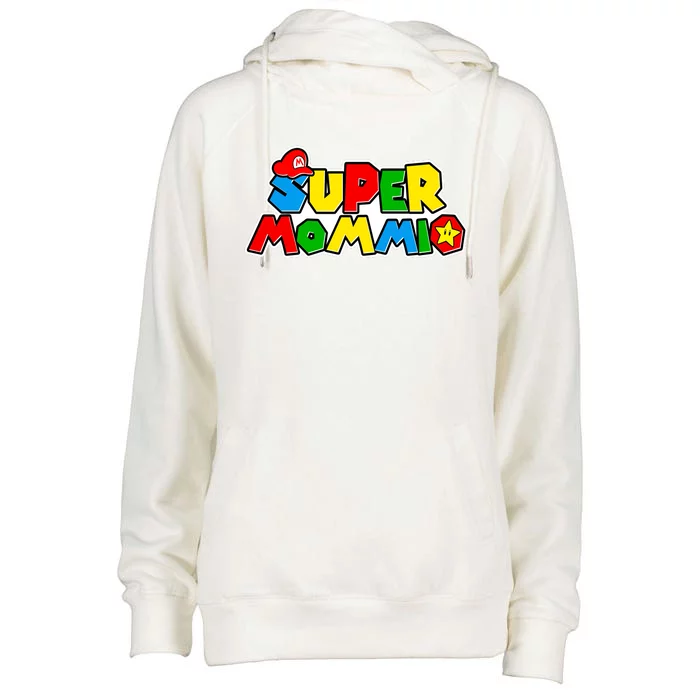 Funny Super Mommio Mother's Day Gamer Womens Funnel Neck Pullover Hood