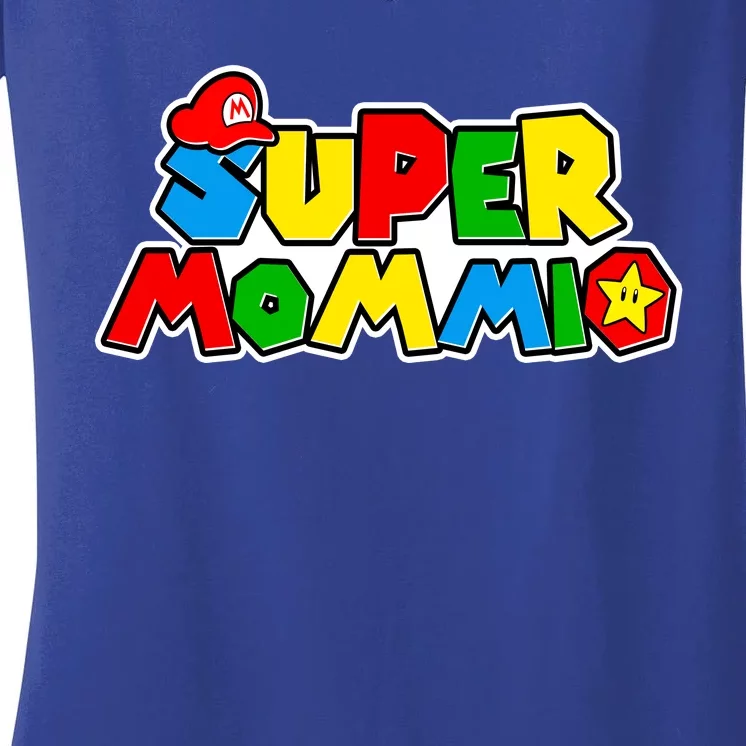 Funny Super Mommio Mother's Day Gamer Women's V-Neck T-Shirt