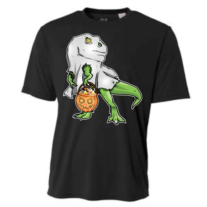 Funny T-Rex Ghost Pumpkin Candy Cooling Performance Crew T-Shirt