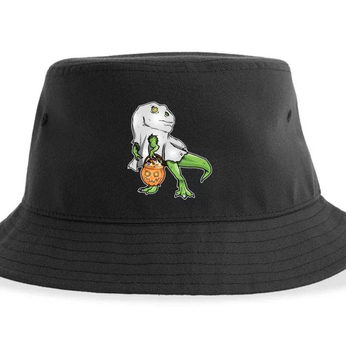 Funny T-Rex Ghost Pumpkin Candy Sustainable Bucket Hat