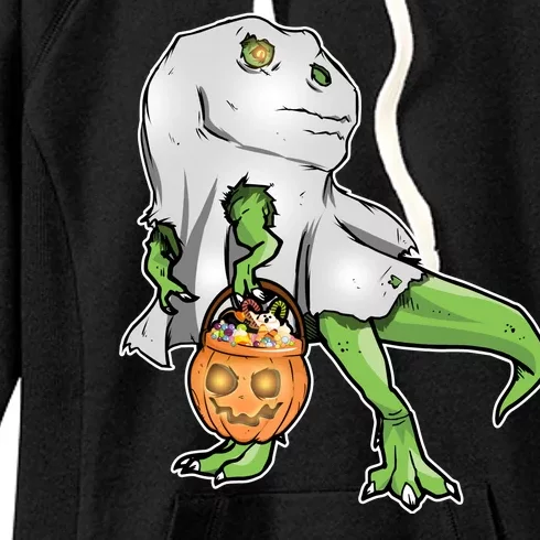 Funny T-Rex Ghost Pumpkin Candy Women's Fleece Hoodie