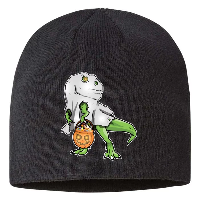 Funny T-Rex Ghost Pumpkin Candy 8 1/2in Sustainable Knit Beanie