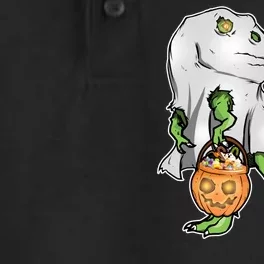 Funny T-Rex Ghost Pumpkin Candy Dry Zone Grid Performance Polo