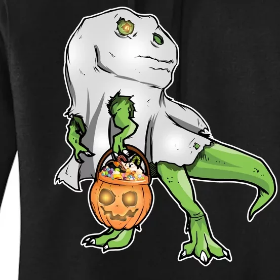 Funny T-Rex Ghost Pumpkin Candy Women's Pullover Hoodie