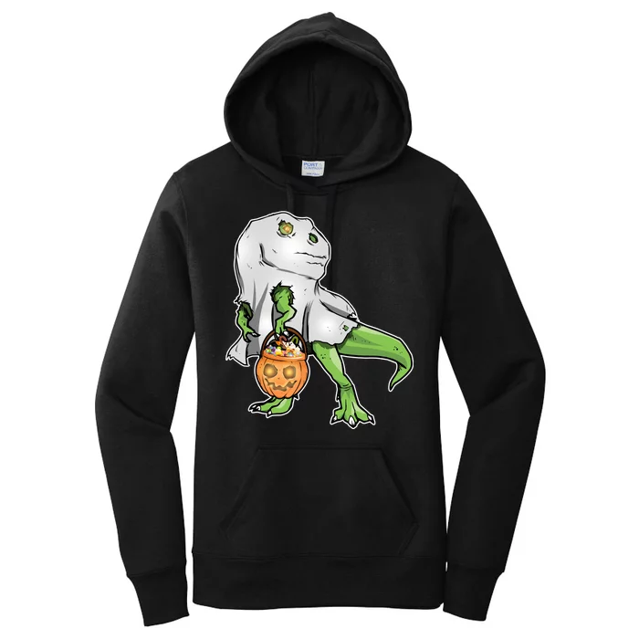 Funny T-Rex Ghost Pumpkin Candy Women's Pullover Hoodie