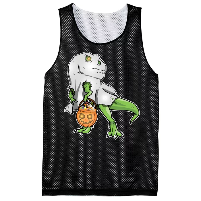 Funny T-Rex Ghost Pumpkin Candy Mesh Reversible Basketball Jersey Tank